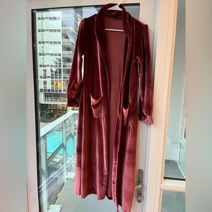 Dark pink velvet duster trench